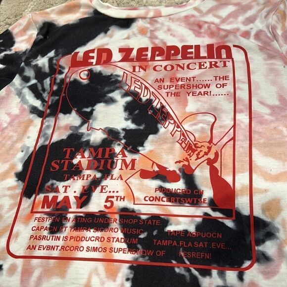 Led Zeppelin in concert Tie Dye Short Sleeve Shirt size L no size Tag - Picture 2 of 6